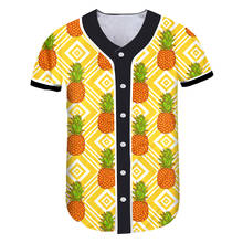 Camiseta de béisbol de manga corta para mujer, ropa Harajuku informal con estampado 3D de piña naranja, fruta, gran oferta, Verano 2024 - compra barato