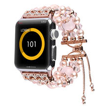 Pulsera elástica con perlas de ágata para mujer, correa para Apple Watch, iWatch SE Series 7, 6 SE, 5, 4, 3, 2, 1, 42, 38, 40, 44, 41, 45 2024 - compra barato