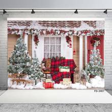 Christmas Photography Background Outdoor Bench Gifts Snow Vinyl Backdrop for Children Baby Family Party Photoshoot Photo Studio 2024 - buy cheap