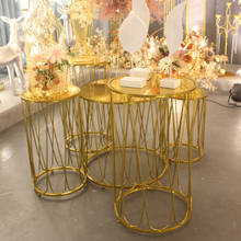 Wedding props, iron cylinder dessert table, wedding reception area decoration, cake table, round table storage table 2024 - buy cheap