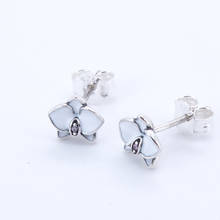 White Orchids Stud Earrings Elegant Jewelry Making 925 Original Sterling Silver Fashion Earring Studs Woman Gift 2024 - buy cheap