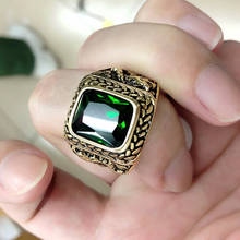 2019/11 Gold Silver Dragon animal ring new quality Green big stone luxury square male ring fashion hip hop for Punk  men jewelry 2024 - buy cheap