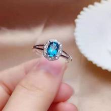 Высокое качество, Лондонский голубой топаз, драгоценный камень, Трендовое кольцо, настоящее Серебро S925 пробы, очаровательное, изысканное, модное ювелирное изделие для женщин, бесплатная доставка 2024 - купить недорого
