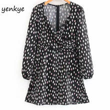 Vintage Floral Print Mini Dress Women Sexy  V Neck Long Sleeve Dress Lady A-line Mini Summer Dress Short  OZZ9533 2024 - buy cheap