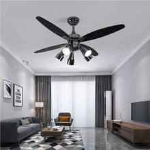 48 inch luxury ceiling ventilator lamp fan with lights remote control rotates 90 degrees Piano black fans lamps ligh lighting 2024 - buy cheap