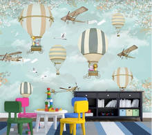 3d Wallpaper custom mural Nordic minimalist hand-painted cartoon airplane balloon children room decoration background wall обои 2024 - buy cheap