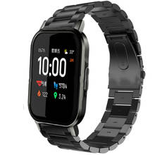 Pulseira de aço inoxidável para smartwatch xiaomi, correia para os modelos haylou, ls02, amazfit bip lite, s, gts 2 2024 - compre barato