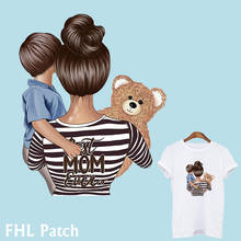 Mom Baby Patches For Clothes Thermal Sticker On Clothing  Iron On Bear Patches T-shirt Fashion Women Heat Transfer S2-D100 2024 - buy cheap