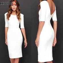 2021 Summer Women Party Dresses Casual Solid Colors O Neck Half Sleeve Midi Dress Fashion Sexy Bodycon Backless Dress Vestidos 2024 - buy cheap