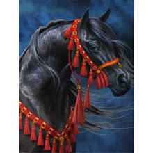 Animal horse kit de bordado 11ct, conjunto de bordado artesanal com bordado em tela estampada e linha de algodão, decoração para casa 2024 - compre barato