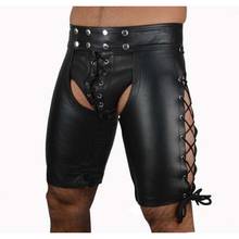 BDSM Gay Hollow Latex Sissy Pants Patent Leather Fetish Men Open Crotch Porno Pants Male Erotic Lingerie for Adult Sex Games 2024 - buy cheap