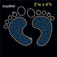 2 uds./lote de pegatinas para pies de bebé, diseños de transferencia de diamantes de imitación para planchar, parches de motivos de transferencia de diamantes de imitación para suéter 2024 - compra barato