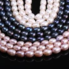 Perlas en forma de agua arroz, perlas sueltas de 8-9 Mm para pulsera, pendiente, collar, accesorio de joyería artesanal de costura 2024 - compra barato