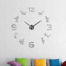 Relógio de quartzo grande 3d, relógio de parede adesivo espelhado acrílico para decoração diy de sala de estar 2024 - compre barato