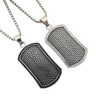 Retro Silver Pave Setting CZ Stones Embossed Dog Tag Pendant Necklace 316L Stainless Steel Tag Necklace Men Cool Fashion Jewelry 2024 - buy cheap