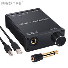 PROZOR-Convertidor de Audio USB DAC con amplificador de auriculares Coaxial S/PDIF, convertidor Digital a analógico, tarjeta de sonido de Audio USB 2024 - compra barato