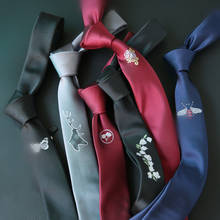 Corbata de posicionamiento bordada para hombre, lazo de 5CM y 6CM en color negro, rojo y gris, estilo coreano verso británico estrecho, accesorio de tendencia 2024 - compra barato
