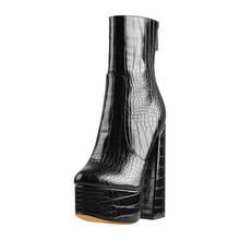 Richealnana Women's Platform  Round Toe Black Matte Side Zipper 16CM High Heel  Ankel Boots Block Chunky Heels Big Size Boots 2024 - buy cheap