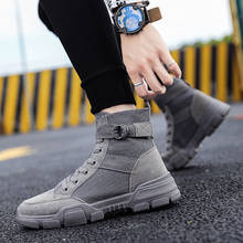 Suede Man's Military Boot Slip Army Mens Ankle Boot Male Canvas High Top Autumn Shoes Men original, cotton fabric, round toe, for mens, fits true to size, take your normal size 2024 - buy cheap