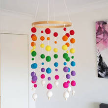 Nursery Kids Room Beautiful Craft Wooden Handmade Felt Ball Photo Props Bed Hanging Wind Chimes Decoration Gift Baby Durable 2024 - buy cheap