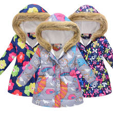 Jaqueta de pele falsa para bebês meninas, casaco quente e quente para o inverno com pele falsa para crianças, traje de neve de algodão acolchoado 2024 - compre barato