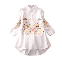 2022 Womens Spring Summer A-Line Embroidery Shirt Female Vintage National Loose Casual Shirt Female Cotton Shirt 2024 - buy cheap