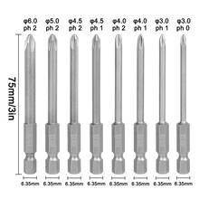 8Pcs 75mm Long Magnetic Hex Cross Head Screwdriver Bits Electric Screwdriver Set S2 PH0,PH1,PH2 2024 - buy cheap