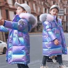 Sifafos Winter Shiny Jacket For Girls Hooded Warm Children Girls Winter Coat 5-14 Years Kids Teenage Cotton Parkas Outerwear 2024 - buy cheap