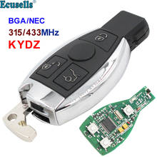 Smart keyless entrada remoto chave fob 3 botões 315mhz 433mhz para mercedes-benz 2000 + suporte bga/nec com suporte de bateria hu64 2024 - compre barato