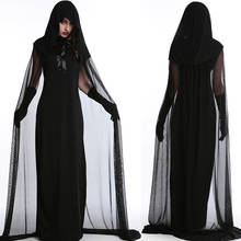 Disfraz de Halloween de bruja negra para mujer, vestido de fantasma gótico, disfraz de vampiro pesadilla antes de Navidad, Anime 2024 - compra barato