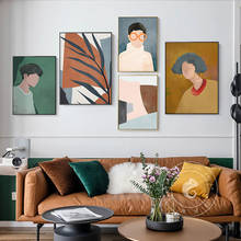 Pintura abstrata de tela, moderna, vintage, menino, menina, parede, arte, pôsteres nórdicos, impressões, imagens de parede para decoração, sala de estar 2024 - compre barato