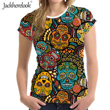 Jackherelook Sugar Skull Punk Print Summer Women T-shirt Short Sleeve Top Tee Ladies Round Neck Gothic Ladies Clothes Mujer 2020 2024 - buy cheap