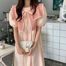 Alien Kitty 2021 Loose Gentle Summer Short Sleeves Elegant Chic Female Fashion Women Two Pieace Sets Retro Dresses With Shawl 2024 - buy cheap