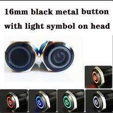 16mm black Metal push button momentary latching power switch button Waterproof Flat circular button LED light button 1NO1NC 2024 - buy cheap