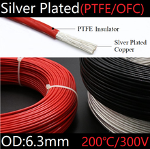 PTFE Silver Plated Wire OD 6.3mm Insulated High Temperature Soft Electron Cable OFC Copper DIY Headphone Singal Line 1 meter 2024 - buy cheap