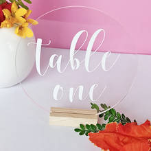 Round Acrylic Wedding Table Number with Wood Base,Personalized Wedding Table Sign,Table Number,Modern Wedding Table Decor 2024 - buy cheap