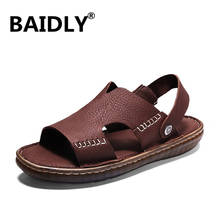 New Casual Genuine Leather Men Sandals Comfortable Men Summer Leather Sandals Men Roman Summer Outdoor Beach Sandals Big Size 2024 - buy cheap