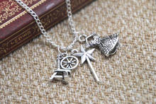 12pcs/lot Sleeping Beauty Inspired Charm Necklace spinning wheel skirt charm Necklace 2024 - buy cheap