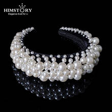 HIMSTORY-Diadema barroca hecha a mano para mujer y niña, diadema de perlas completas, diadema de lujo con diamantes, accesorios para el cabello de Boda nupcial 2024 - compra barato