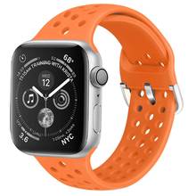 Ремешок силиконовый для Apple Watch Series SE 6 5 3 44 мм 42 мм, спортивный браслет для iwatch 4 2 38 мм 40 мм, аксессуары 2024 - купить недорого