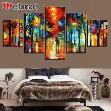 Pintura de diamantes de imitación con paisaje nocturno lluvioso, bordado de diamantes de imitación cuadrados y redondos, decoración para el hogar, AS0168, 5 piezas 2024 - compra barato