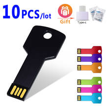 10pcs/lot USB 2.0 10 pcs Custom logo USB pen flash drive 4GB 8GB 16GB 32GB metal drive pendrive memory stick key shape 2024 - buy cheap