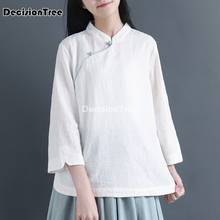 2022 chinese style women hanfu top chinese chinese shirt traditional women vintage solid qipao shirt tang suit linen blouse tops 2024 - buy cheap