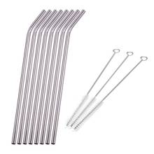 8 Uds de Metal de acero inoxidable pajita para beber pajitas con 3 Kit de cepillo limpiador 2024 - compra barato