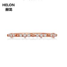 Anel de noivado com diamantes naturais, anel feminino de cor sólida 14k, ouro rosa, anel de aniversário de casamento, joias finas, clássico, 100% 2024 - compre barato