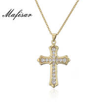 Mafisar marca clássico design cruz colar para mulheres cor de ouro aaa + zircão cúbico jóias cristãs por atacado 2024 - compre barato