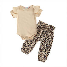 0-24M Newborn Baby Girls Fashion 2-piece Outfit Set Short Sleeve Romper+Leopard Pants Set 2024 - buy cheap
