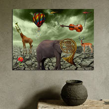 Pintura em tela elefante trompete cervo pinturas de parede arte impressões poster para sala de estar animal decoração de casa sem moldura 2024 - compre barato