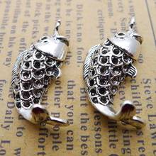 8 PCS/Lot 26mm*14mm Pendants Necklaces Antique Silver Color Fish Charms Handcraft For DIY Jewelry Making 2024 - buy cheap