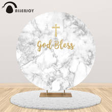 Allenjoy Marble God Bless Background Newborn Birthday Circle Round backdrop Cover Baby Shower Baptism photobooth Home Decor 2024 - buy cheap